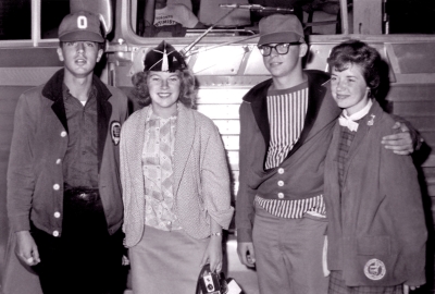 Glen Durish, Darleen Prokop (Ronn's sister), Jim Fletcher and Marion Beer, members of Opti and girlfriends (Falconer, 1960)
Photo by Don Daber
Keywords: 1960
