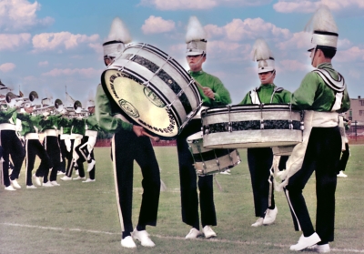 facing forward the drummers are: John McDonald, Rick Tracey and Dave Simms, Toronto Optimists (1969)
Submitted by George Tamaki
Keywords: 1969