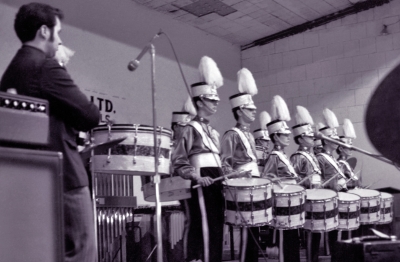 Ron Kaiser with Optimists drumline (Long and McQuade, Toronto, 1970)
Photo by Don Daber
Keywords: 1970