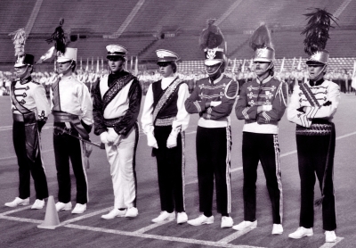 Drum Majors on retreat (Optimists, LaSalle Cadets, De La Salle and Scarborough Firefighters) (Nationals, CNE, 1972)
Photo by Don Daber
Keywords: 1972